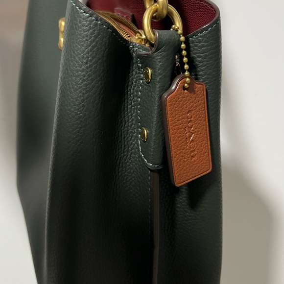 Coach Dark Green Leather Shoulder Bag - Picture 3 of 4
